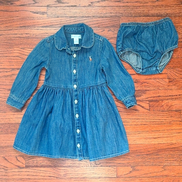 Ralph Lauren girl denim dress 9M - Picture 3 of 6